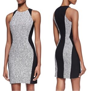 Rag & Bone Clemence paneled tweed and wool sleeveless dress in black and white